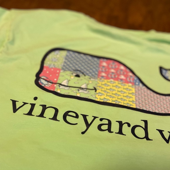 Vineyard Vines Light Green Tee with Patchwork Whale - Picture 5 of 5
